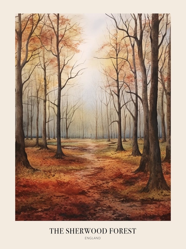 Autumn Forest Landscape The Sherwood Forest England Poster