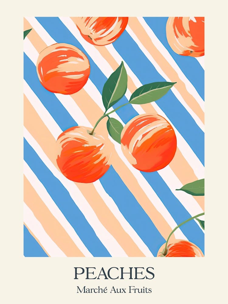 Marche Aux Fruits Peaches Fruit Summer Illustration 5