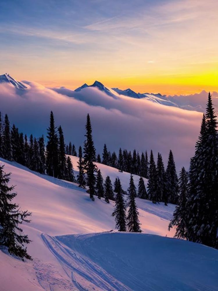 Skiwelt Wilder Kaiser Brixental, Austria 1 Sunrise Skiing Poster