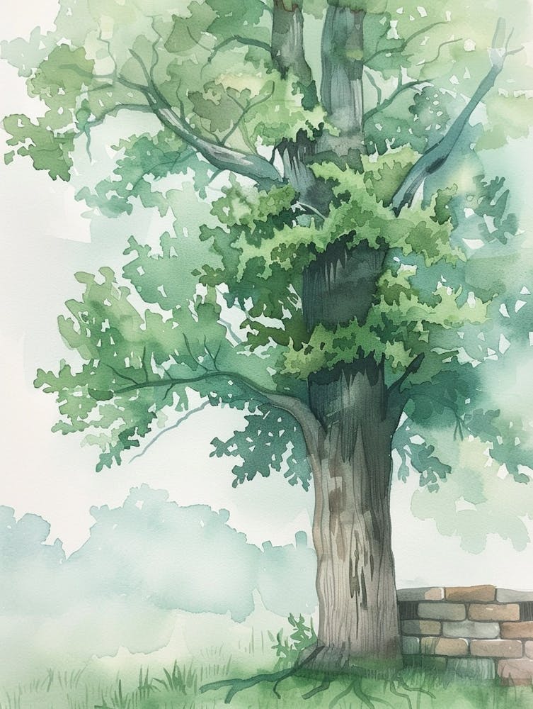 Ash Tree Atmospheric Watercolour Painting 2