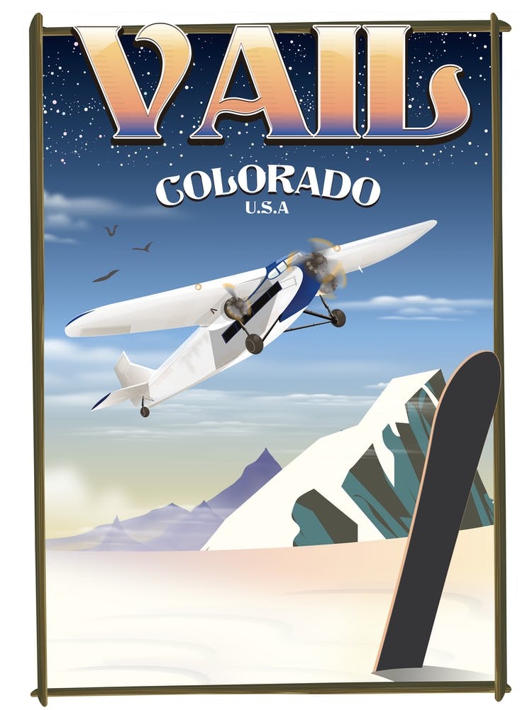 Vally Colorado Snowboarding travel poster
