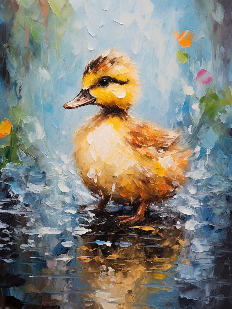 Brushstroke Duckling Impressionism Inspired 1