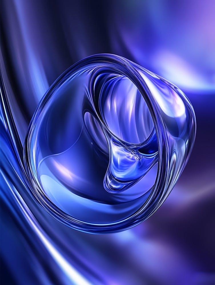 Abstract Blue Glass Art