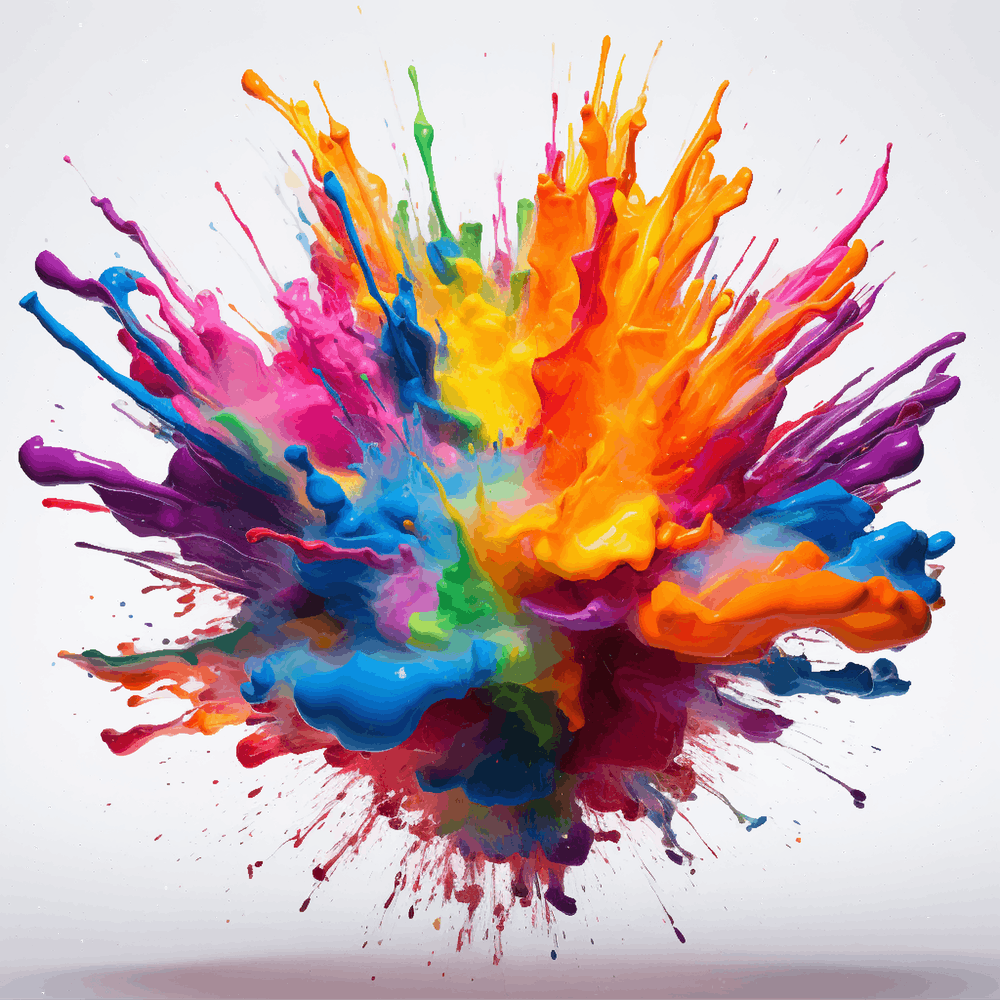 Colorful Paint Splash On White Background