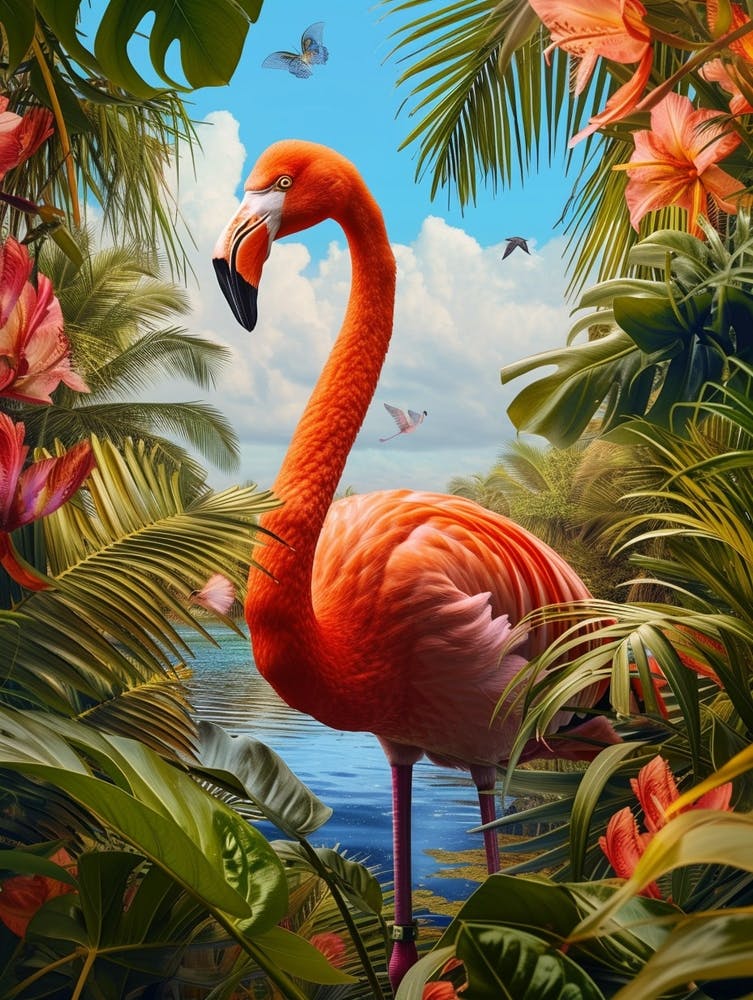 Greater Flamingo Everglades National Park Florida Tropical Illustration 1