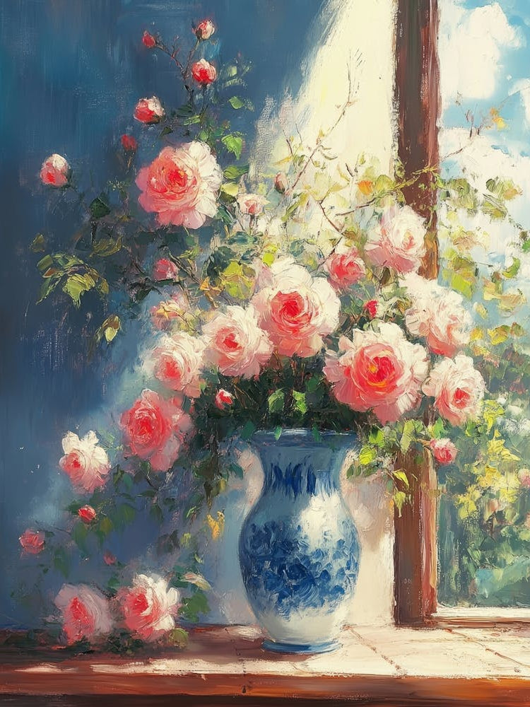 Pink Roses In A Vase