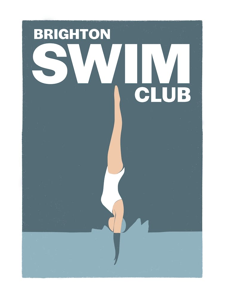 Brighton swim club in vintage art deco style