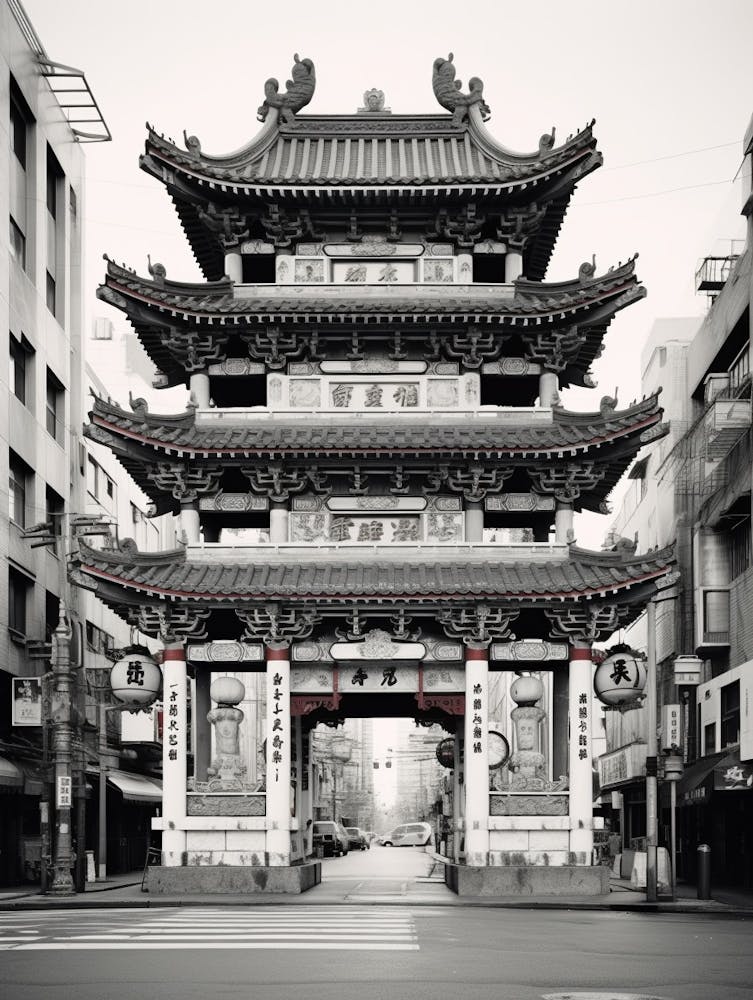 Taipei, Taiwan, Black And White Old Photo 4