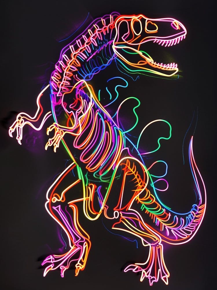 Neon-Dinosaurier-Linien-Skelett