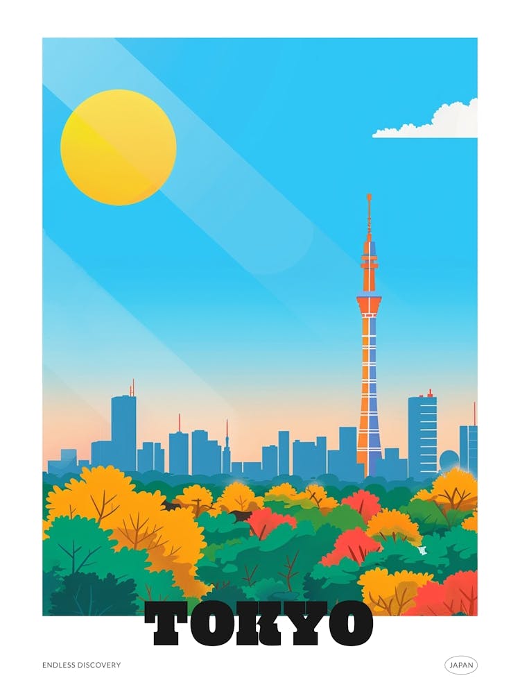Tokyo Japan 5 Colourful Travel Poster