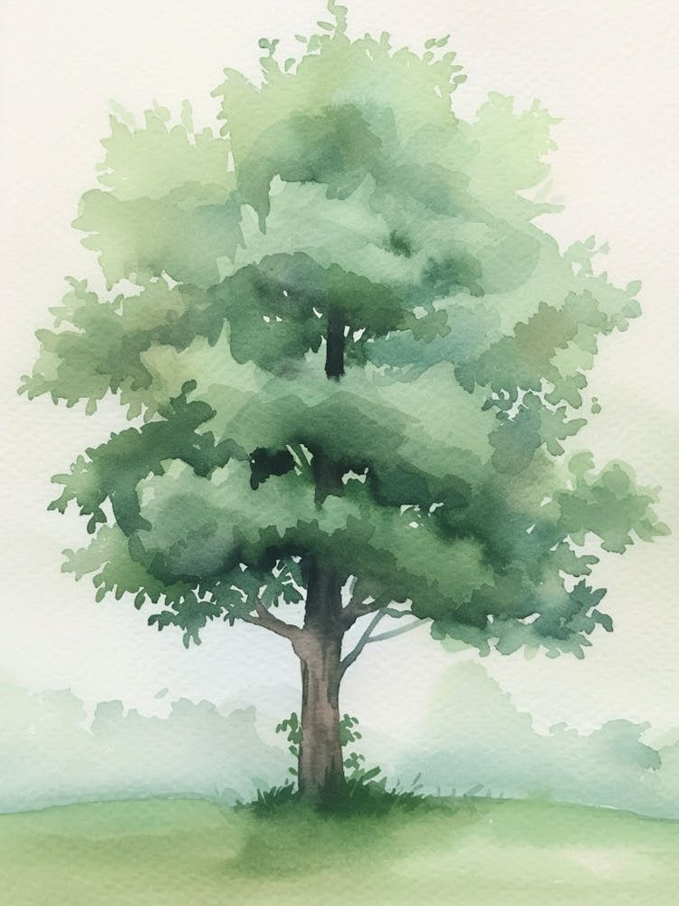 Boxwood Tree Atmospheric Watercolour Painting 1