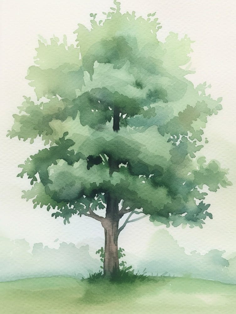 Boxwood Tree Atmospheric Watercolour Painting 1