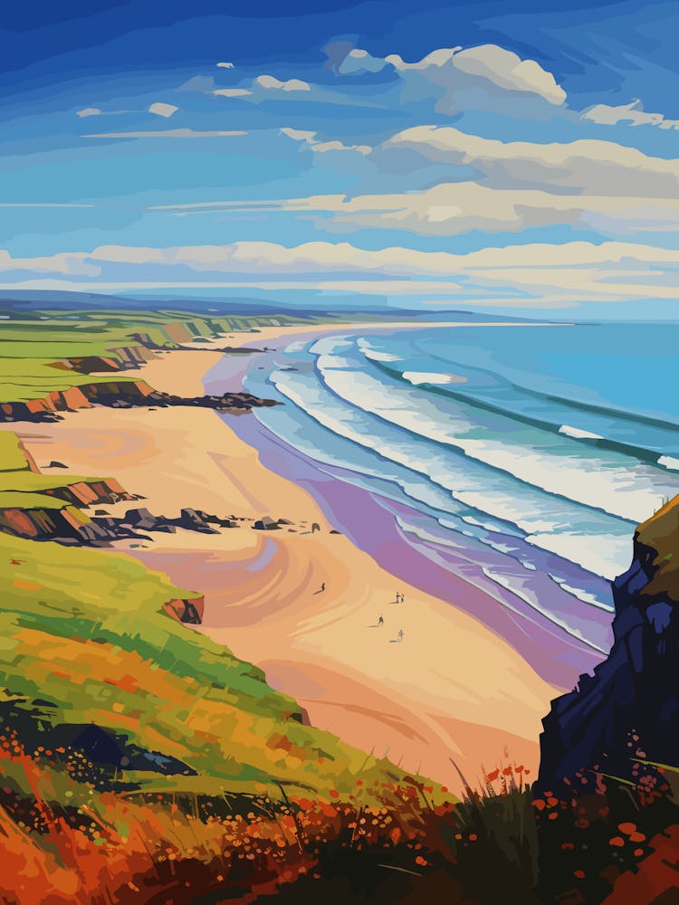 A Painting Of Rhossili Bay Swansea Wales 1