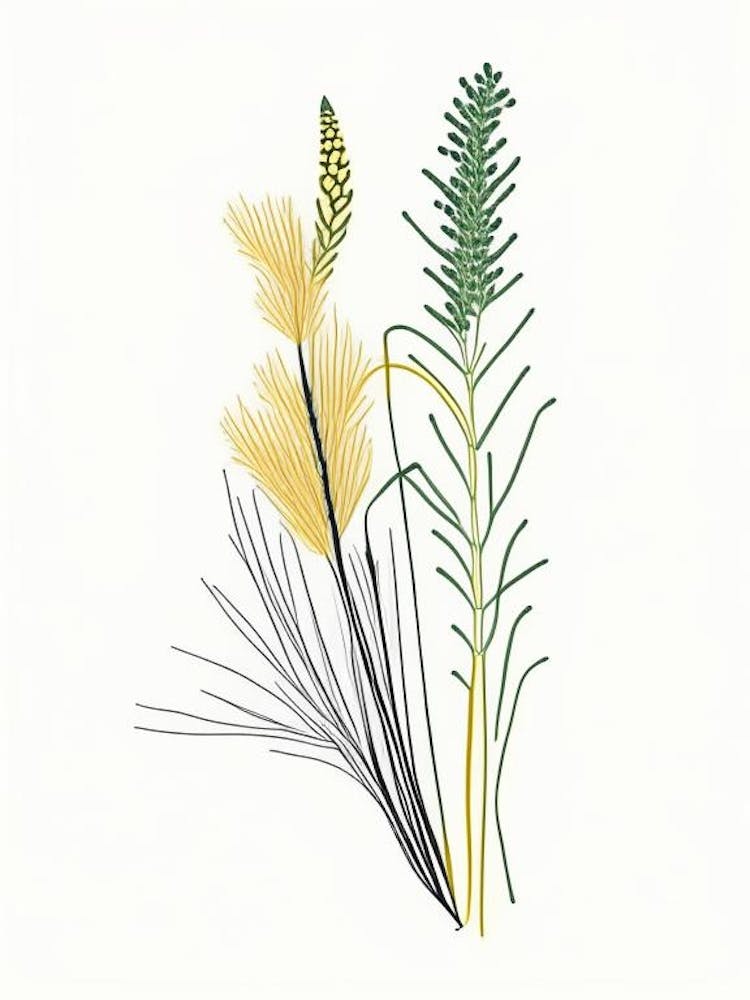 Horsetail Spices And Herbs Minimal Line Drawing 1