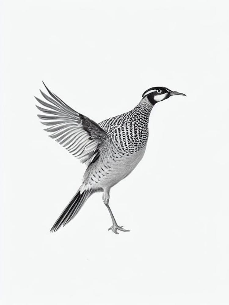 Pheasant B&W Pencil Drawing 2 Bird