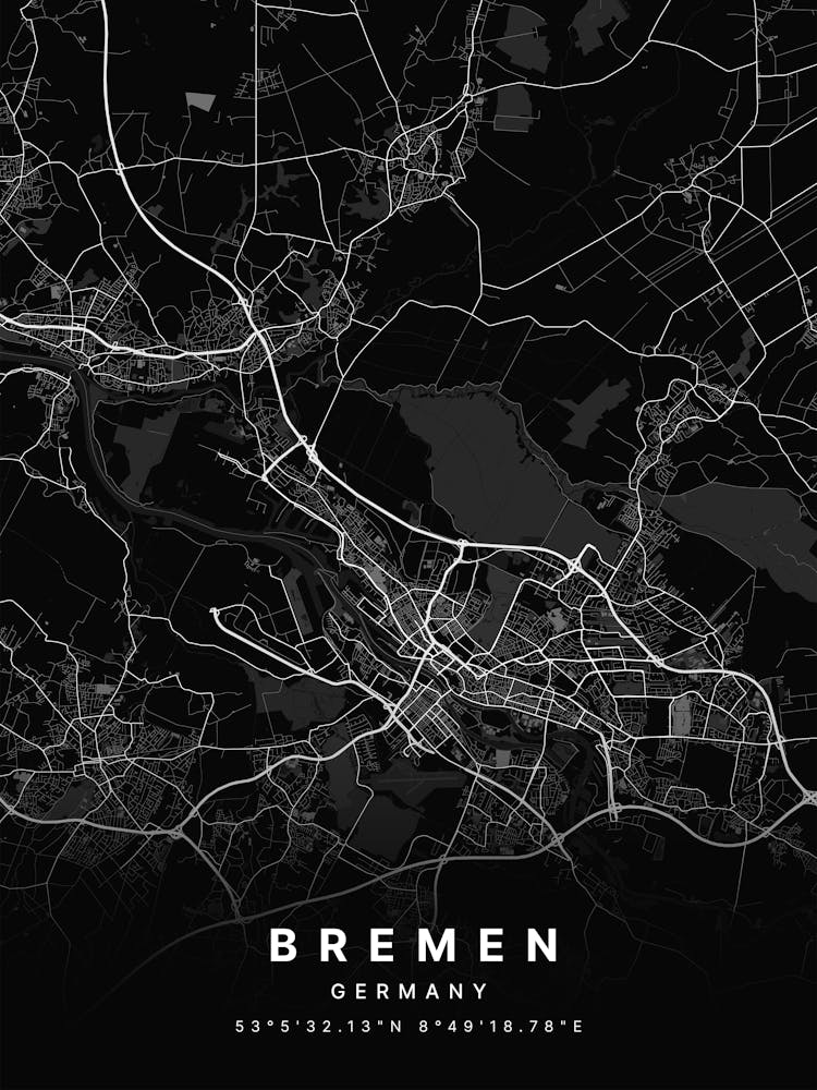 Bremen Germany Black Map 2