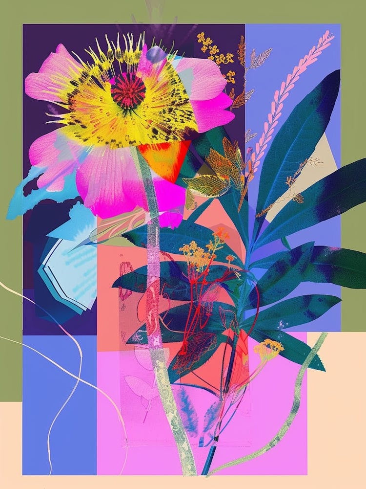 Scabiosa 1 Neon Flower Collage