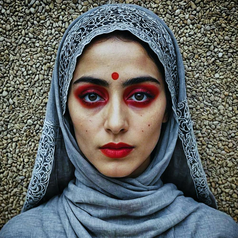 Woman With Red Makeup