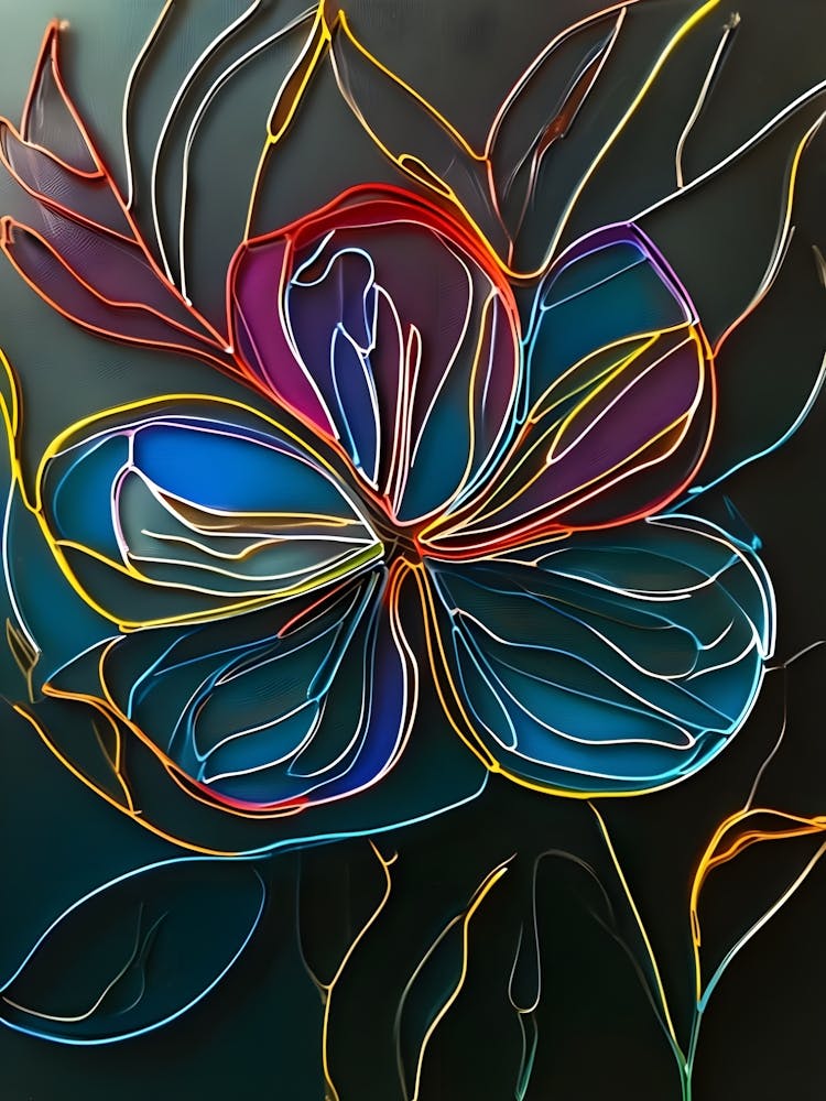 Acrylic Line Flower Art With Special Color