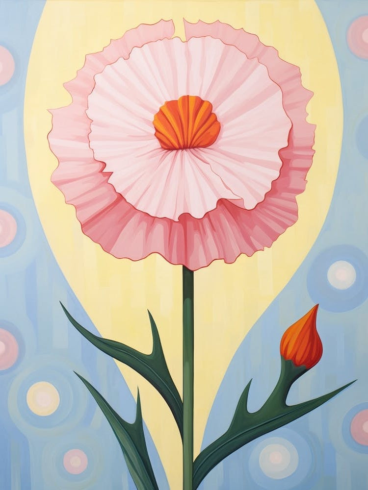 Carnation Dianthus 3 Hilma Af Klint Inspired Pastel Flower Painting