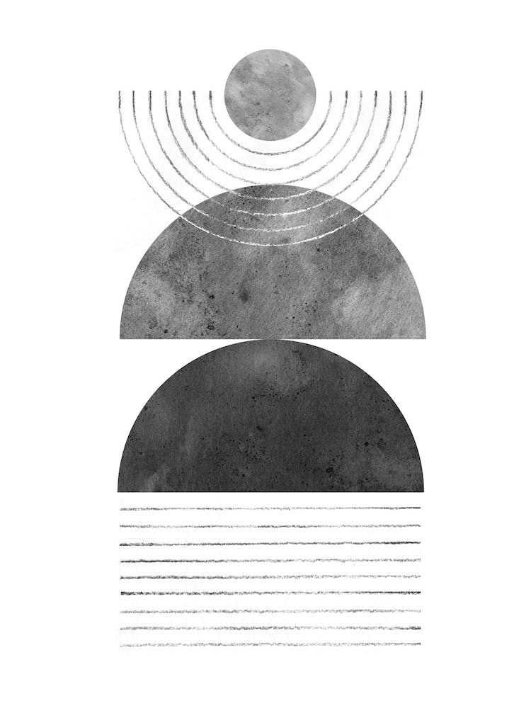 Abstract Black and white mid century modern