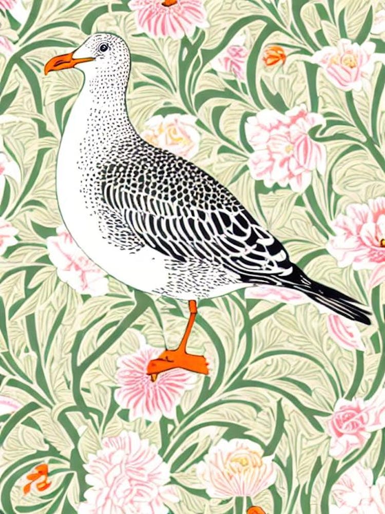 Seagull William Morris Style Bird