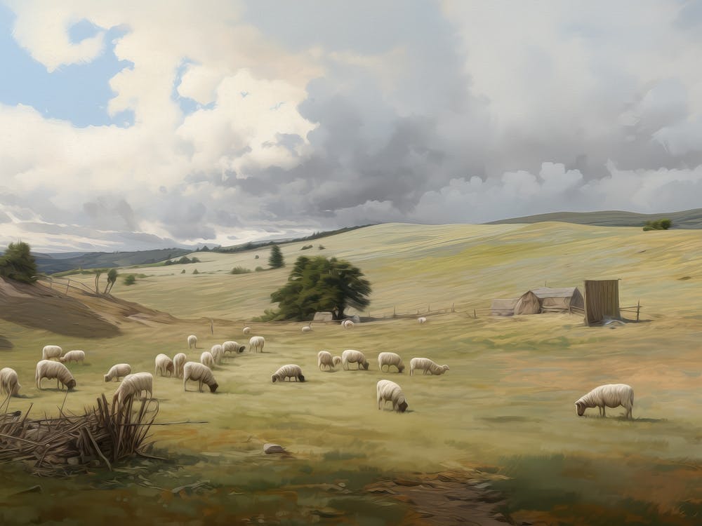 Vintage Sheep Farm Animal