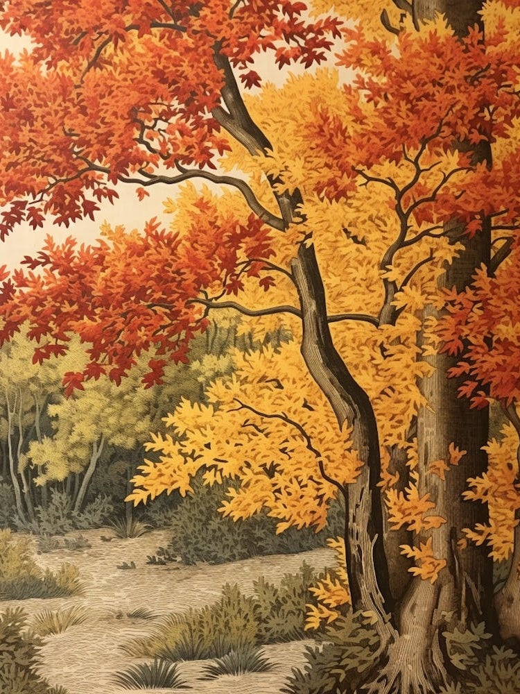 Poplar 2 Vintage Autumn Tree Print 