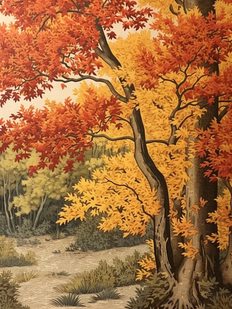 Poplar 2 Vintage Autumn Tree Print 