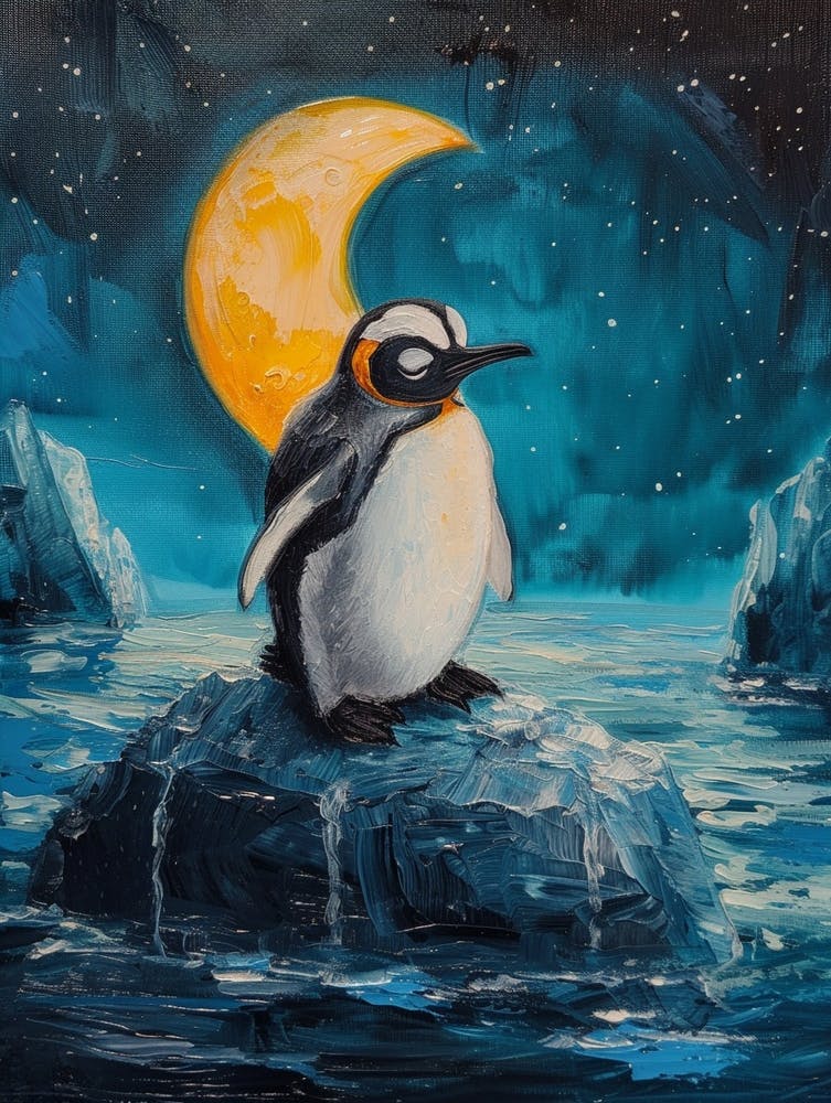 Adlie Penguin Half Moon Island Oil Painting 2
