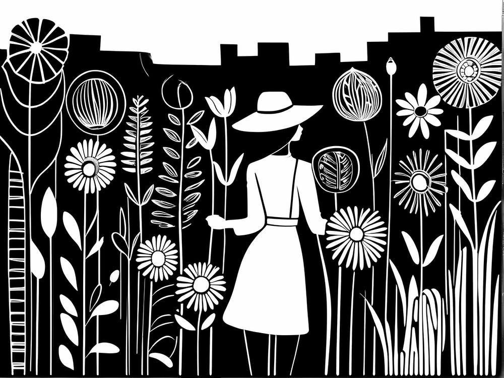 Into the Garden Art, Garden Girl Art, Gardening 190