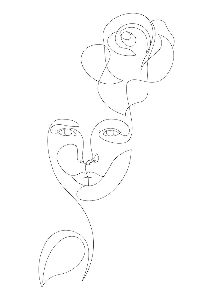 Woman With Flower Line