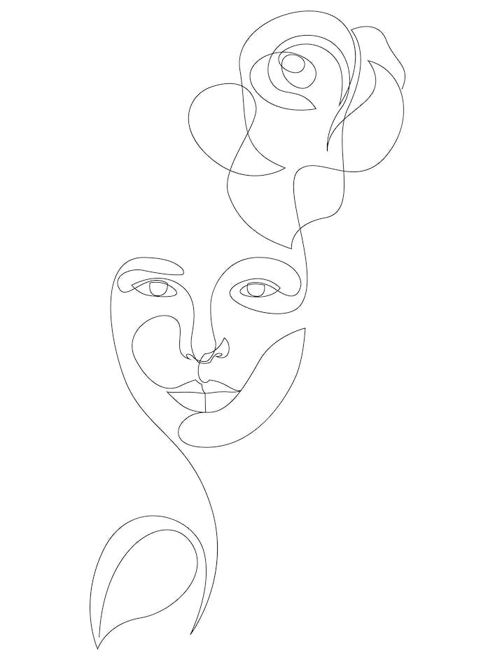 Woman With Flower Line