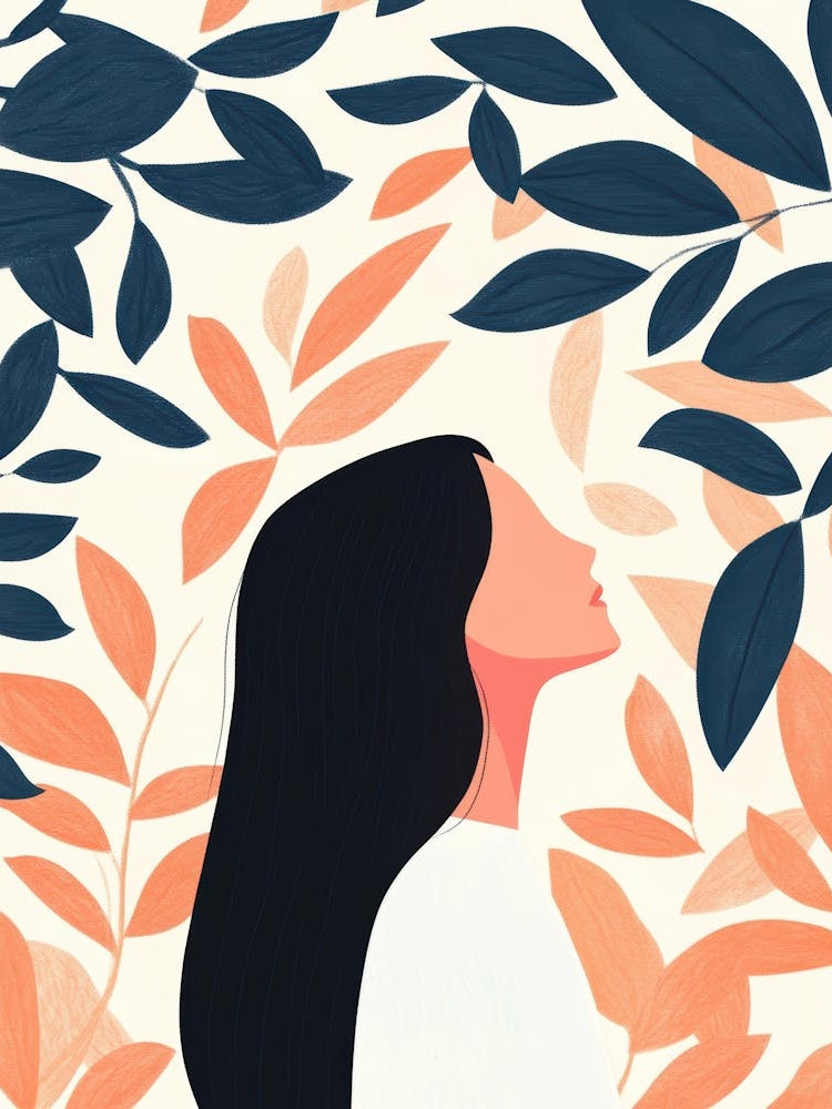 Illustration Of A Woman With Leaves 4