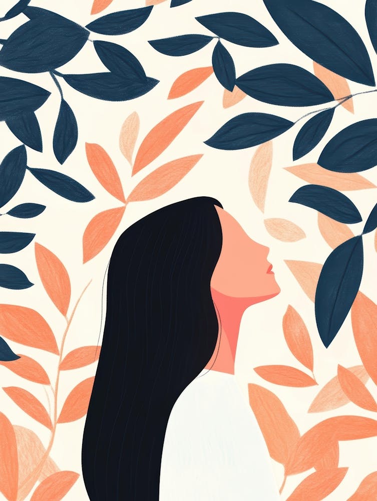 Illustration Of A Woman With Leaves 4