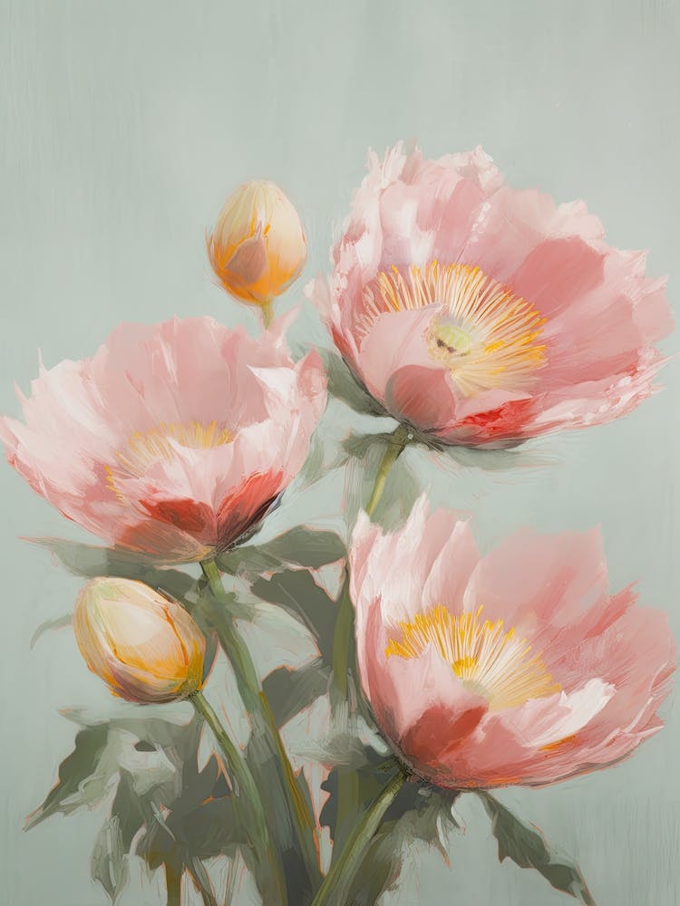 Proteas Flowers Acrylic Painting In Pastel Colours 2