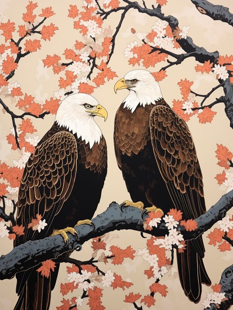 Art Nouveau Birds Poster Bald Eagle 1