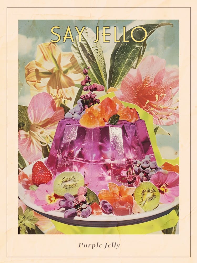 Lila Wackelpudding Retro-Dessert-Collage 2 Poster