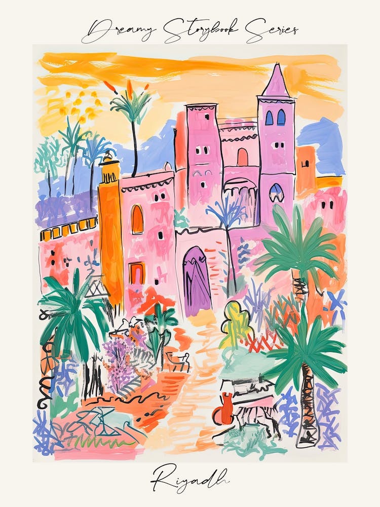 Poster Of Riyadh, Dreamy Storybook Illustration 8