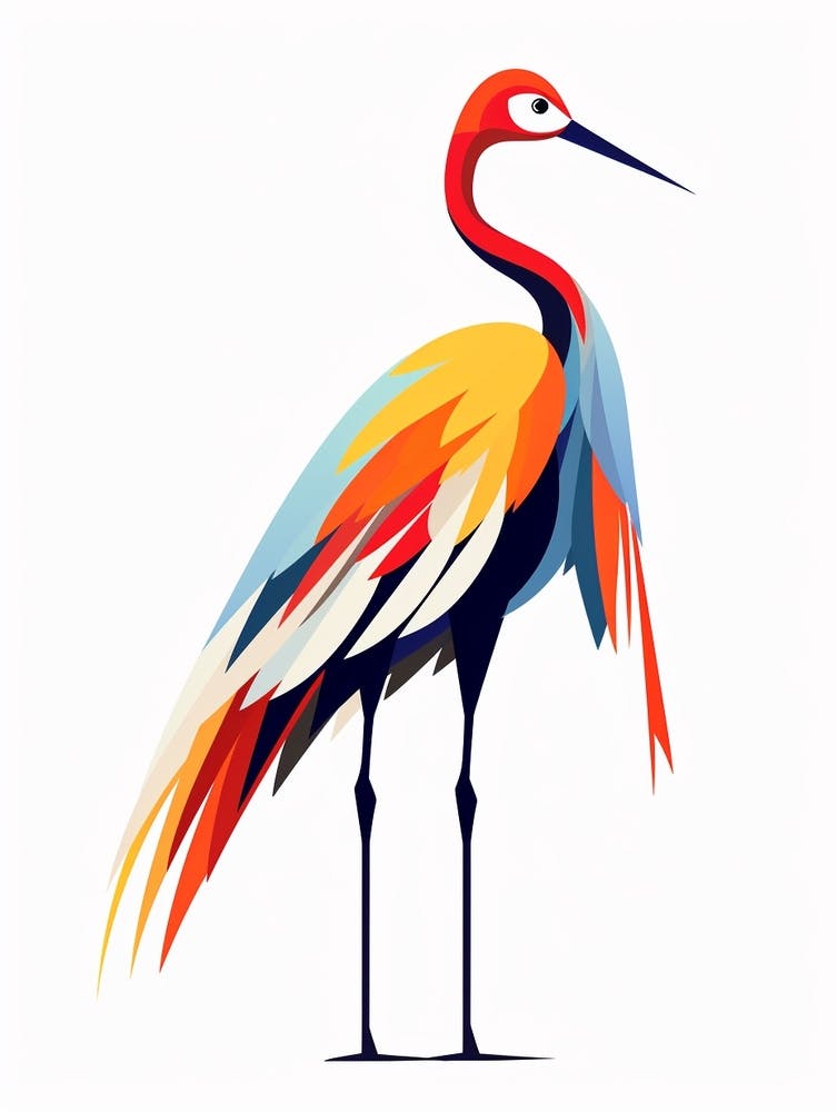 Colourful Geometric Bird Crane 1