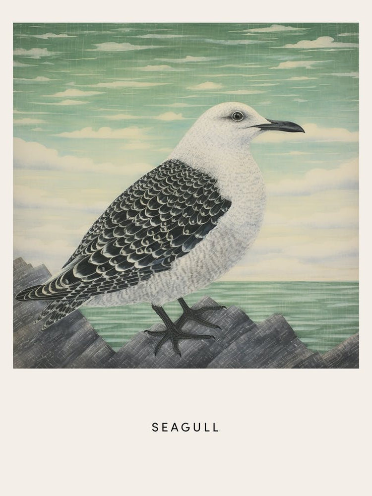 Ohara Koson Inspired Bird Painting Seagull 1 Poster