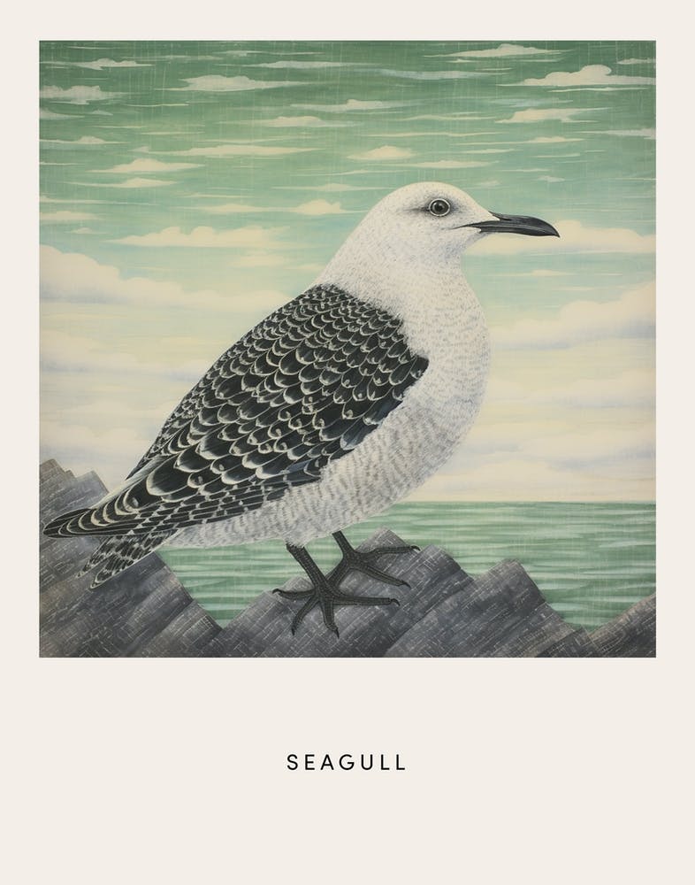 Ohara Koson Inspired Bird Painting Seagull 1 Poster