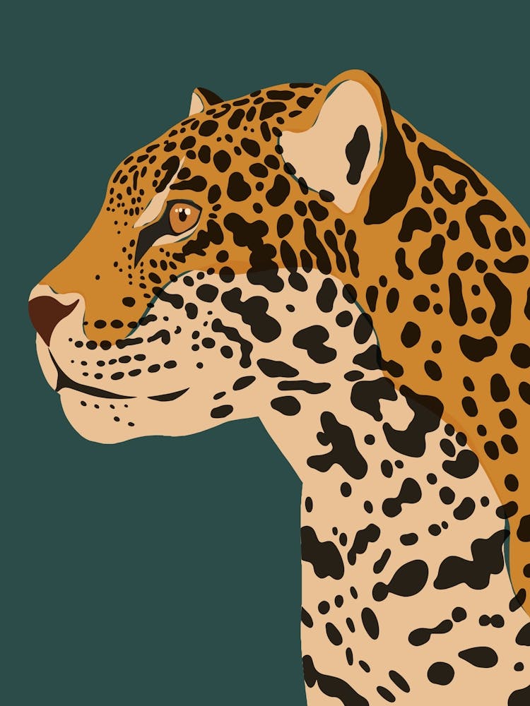 Jungle Safari Jaguar on Dark Teal