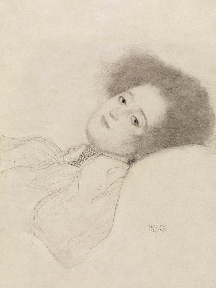 Portrait Of A Young Woman Reclining, Gustav Klimt