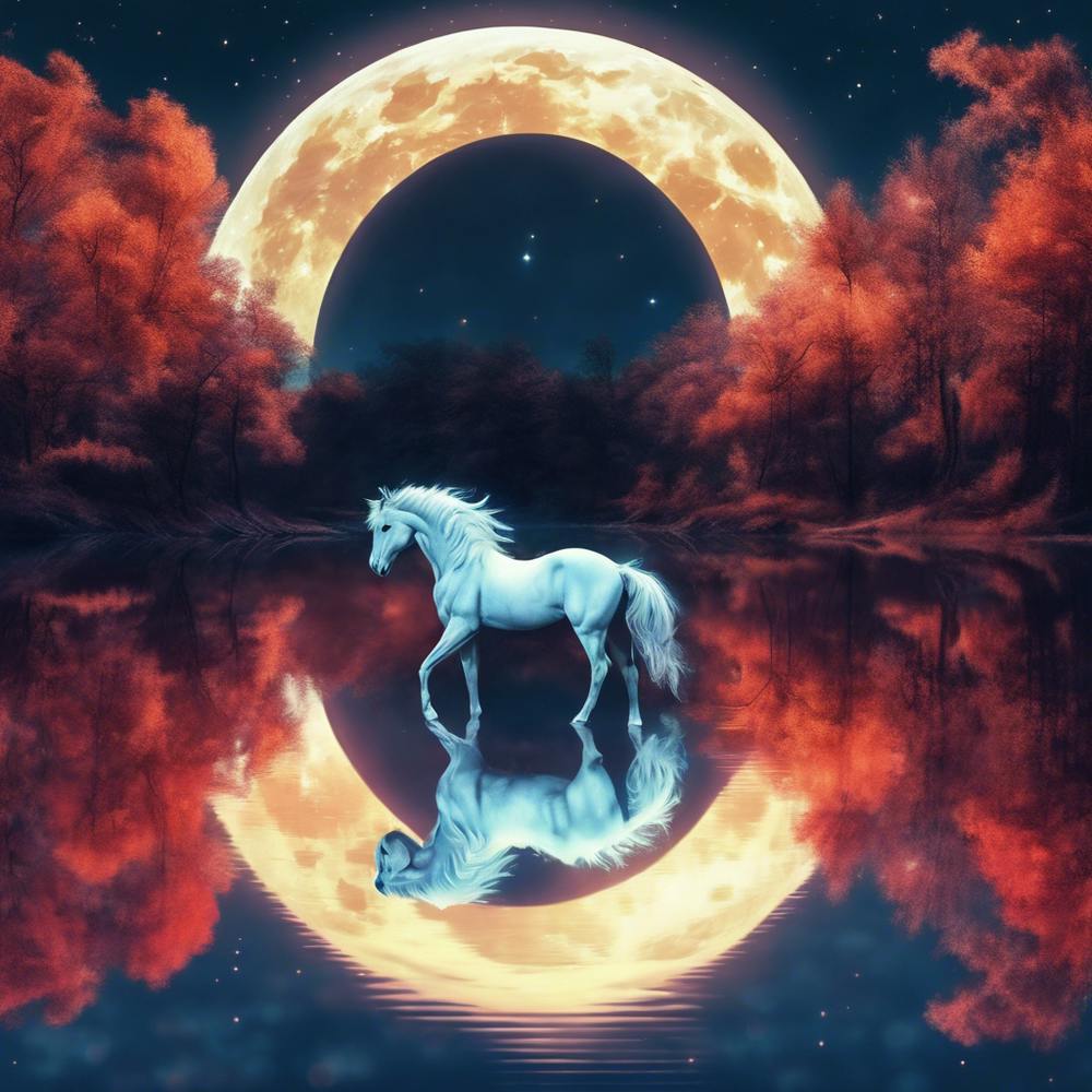 White Horse In The Moonlight