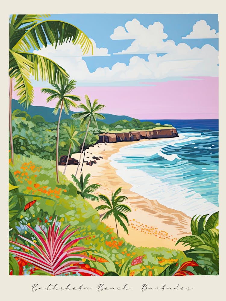 Poster Of Bathsheba Beach Barbados, Matisse And Rousseau Style 2