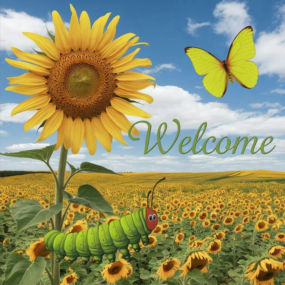 Sunflowers And Butterflies 1