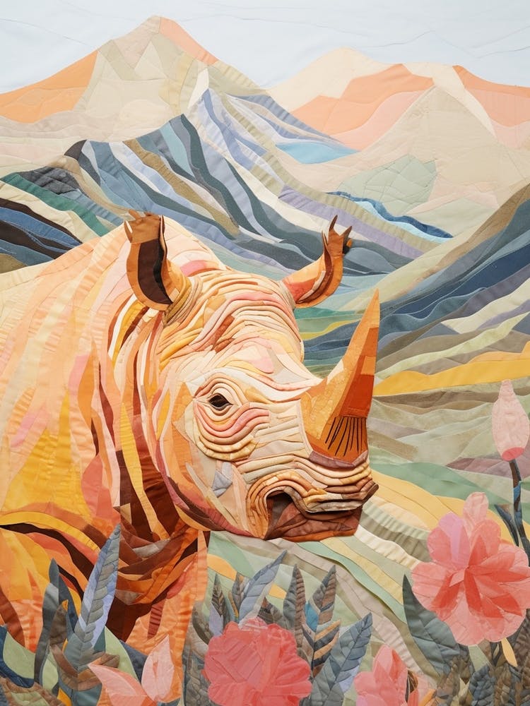 Colourful Patchwork Rhino 5