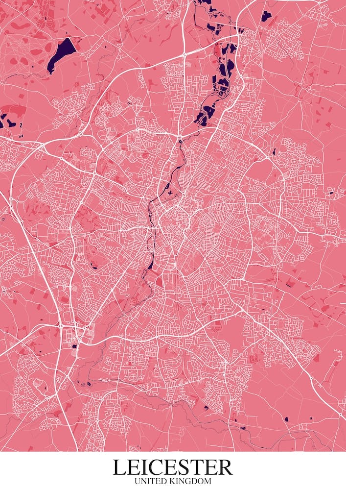 Leicester Pink Purple Map