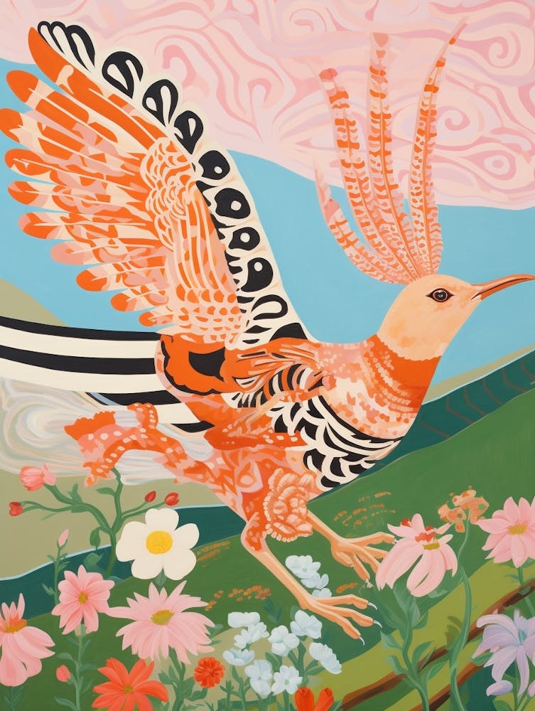 Maximalist Bird Painting Hoopoe 1